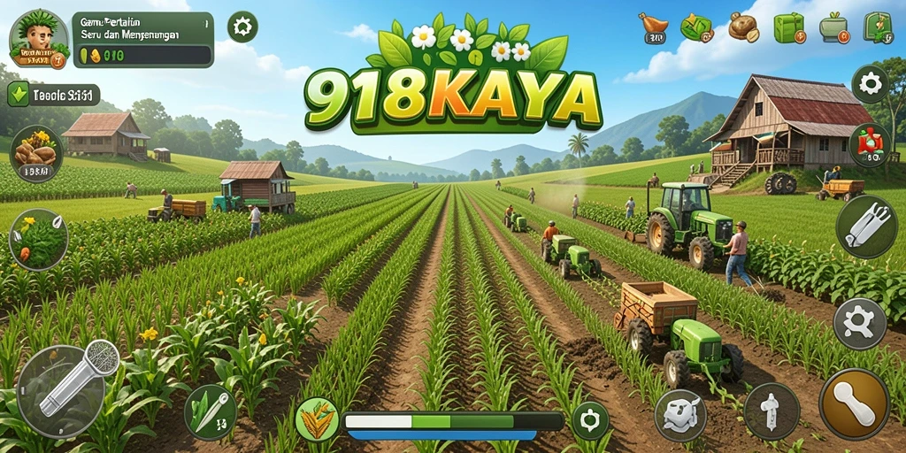 Tampilan screenshot dari gameplay <strong>918KAYA</strong> saat bertani dengan hasil panen yang melimpah.