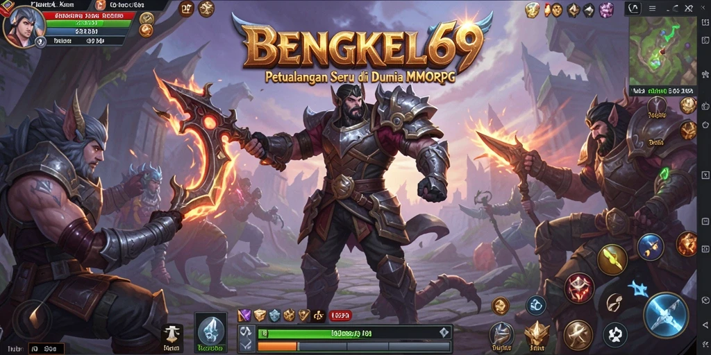 Screenshot gameplay BENGKEL69 menampilkan pertempuran seru dan karakter yang beragam.