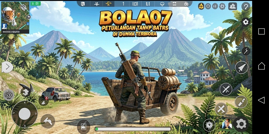 Tampilan gameplay BOLA07 yang menampilkan aksi di dunia terbuka.