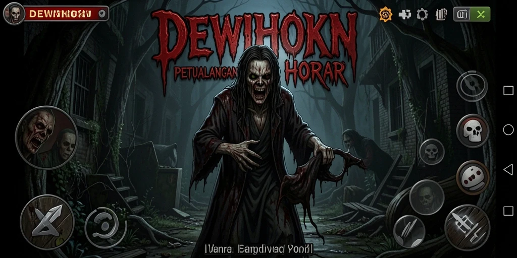 Screenshot gameplay DEWIHOKI menunjukkan suasana menegangkan di dunia horor.