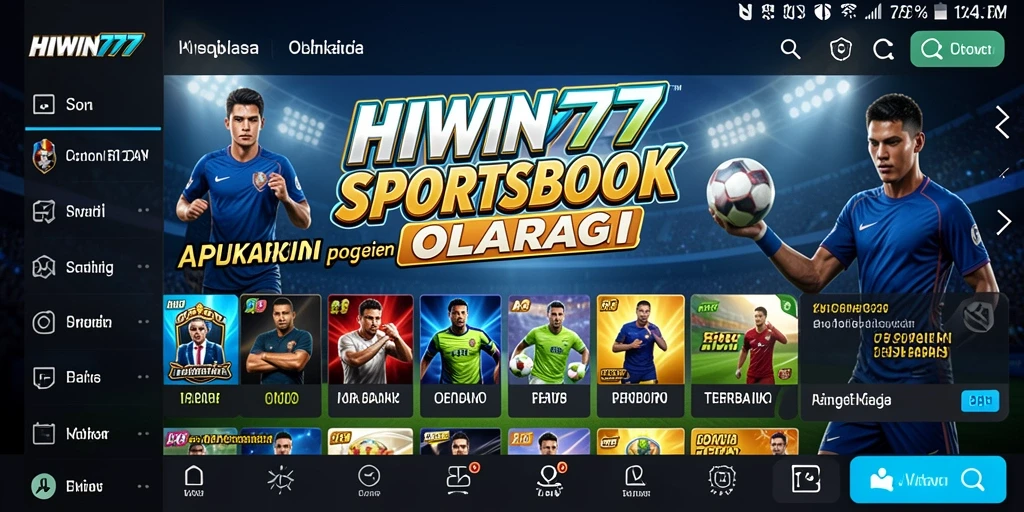 Tampilan layar utama HIWIN777 dengan pilihan taruhan olahraga.
