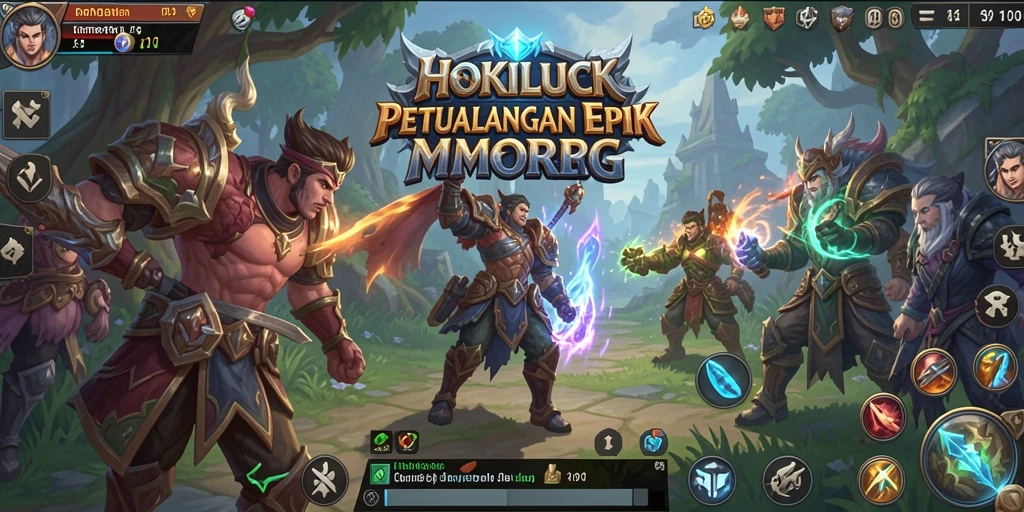 Skrinsut gameplay HOKILUCK menampilkan pertarungan seru dalam dunia MMORPG.