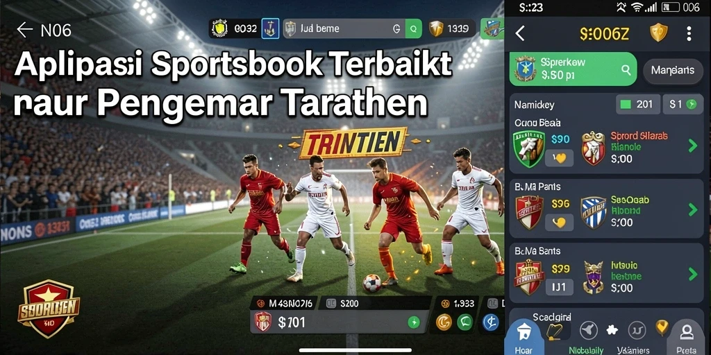 Tampilan antarmuka N06 saat taruhan olahraga berlangsung.