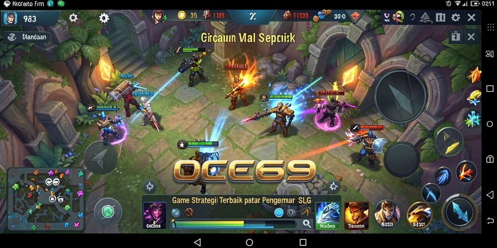 Screenshot gameplay OCE69 menampilkan pertempuran SLG yang seru.