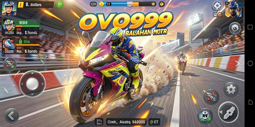 Gambaran gameplay OVO99 dengan aksi balapan motor yang menegangkan.