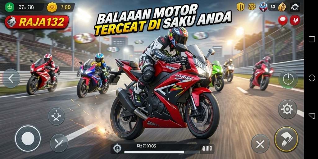 Gambaran mendebarkan dari balapan motor dalam RAJA132.