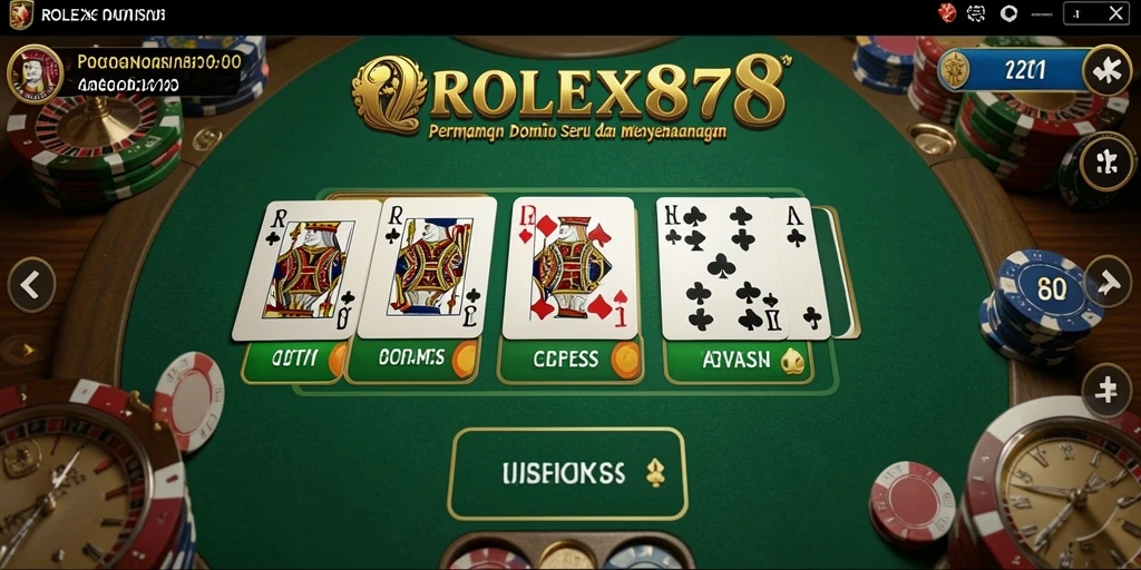 Screenshot gameplay ROLEX878 menampilkan suasana seru permainan Domino.