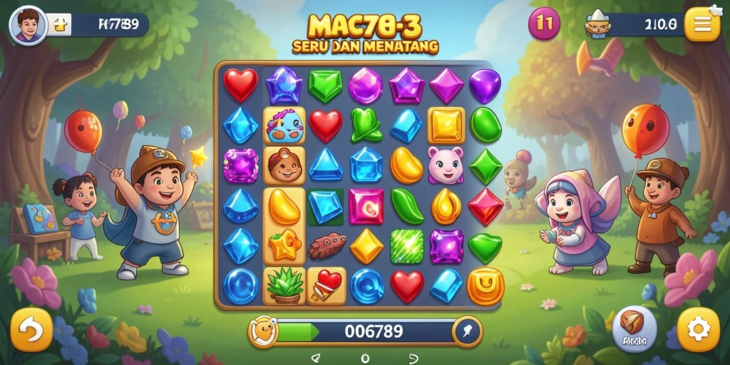 Tangkapan layar gameplay RP6789 menunjukkan momen menyenangkan mencocokkan item.