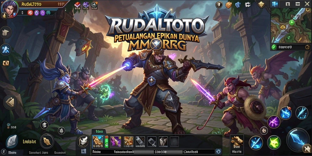 Screenshot gameplay RUDALTOTO menampilkan aksi pertarungan yang seru di dunia MMORPG.