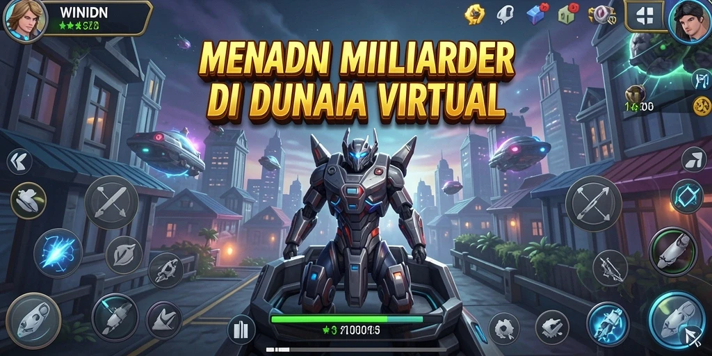Screenshot gameplay WINIDN menampilkan suasana bisnis yang dinamis.